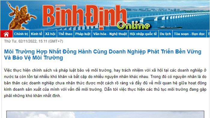Báo Bình Định viết về Môi Trường Hợp Nhất