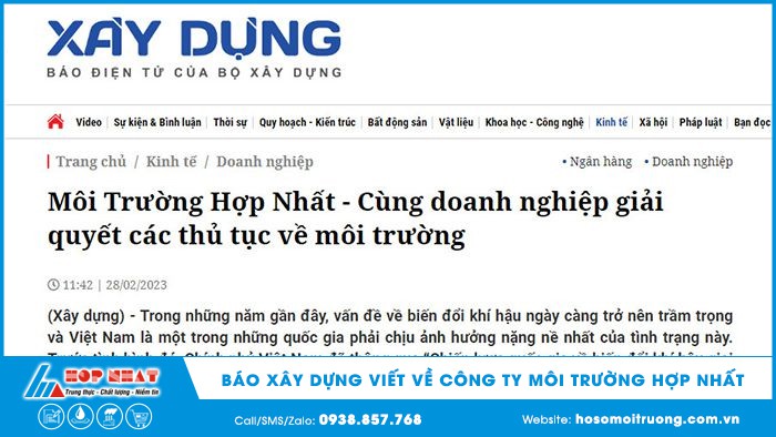Báo xây dựng viết về môi trường hợp nhất