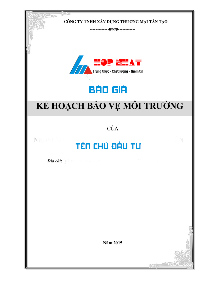 Báo giá kế hoạch bảo vệ môi trường